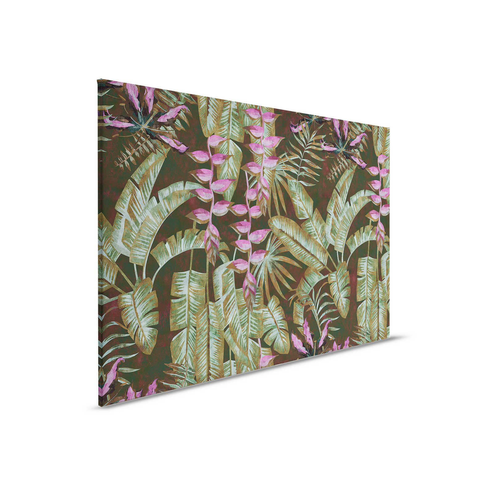 Tropicana 1 - Toile jungle avec feuilles de bananier & fougères - 0,90 m x 0,60 m
