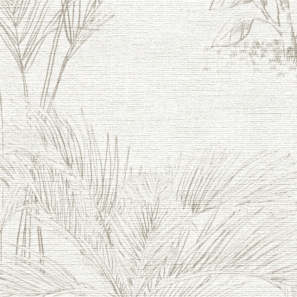             Papier peint jungle avec feuilles de palmier et motif animalier - beige, gris
        