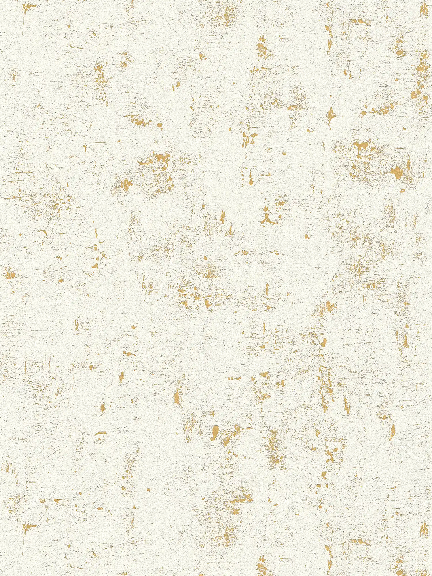 Papier peint aspect usé avec effet métallique - crème, or
