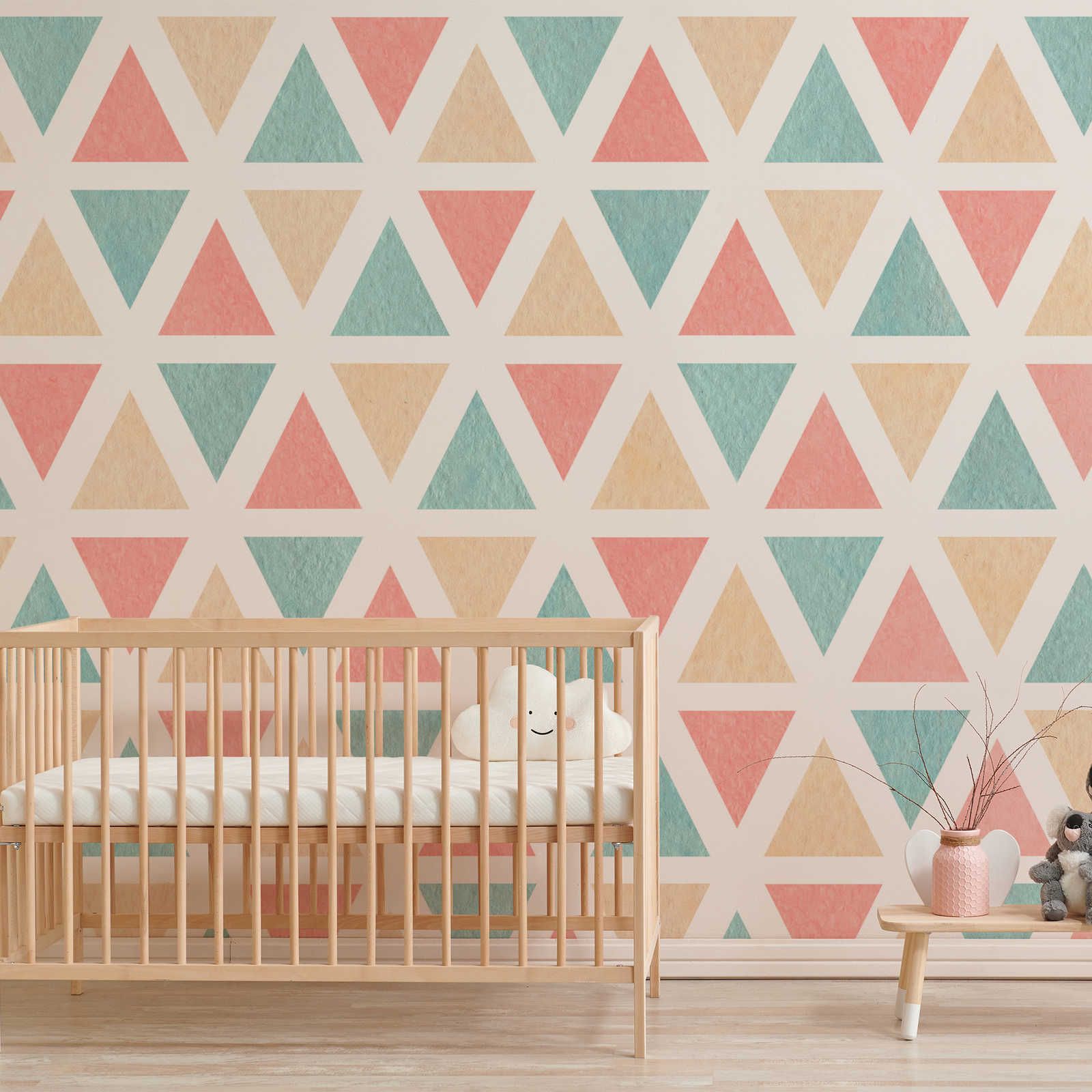 Photo wallpaper graphic pattern with colourful triangles - textured non-woven
