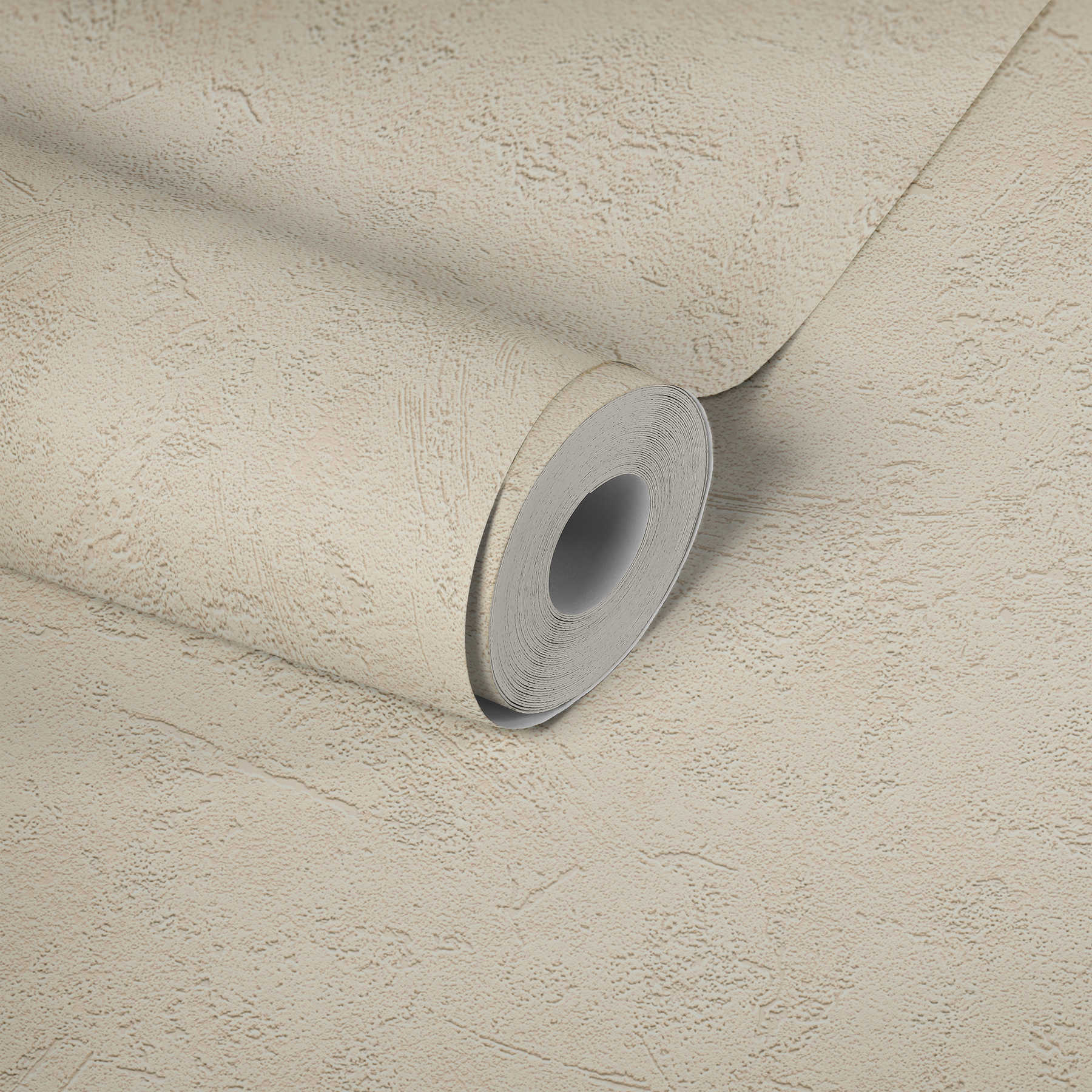             Plaster look wallpaper with wipe plaster texture pattern - cream
        