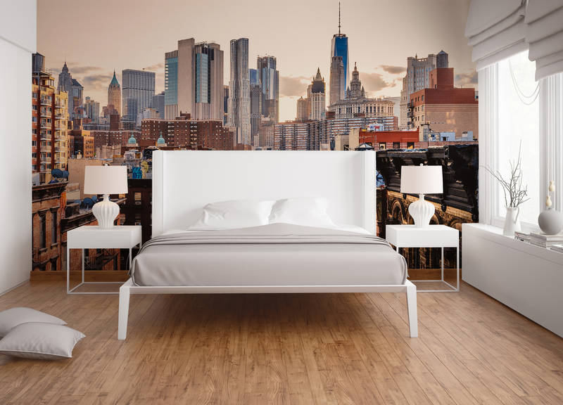             Skyline papier peint New York - marron, gris, beige
        