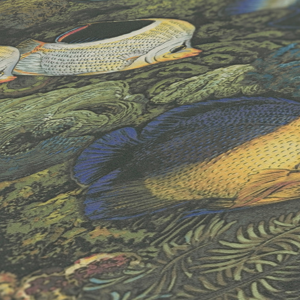             Papel pintado subacuático peces en estilo acuarela - azul, verde
        