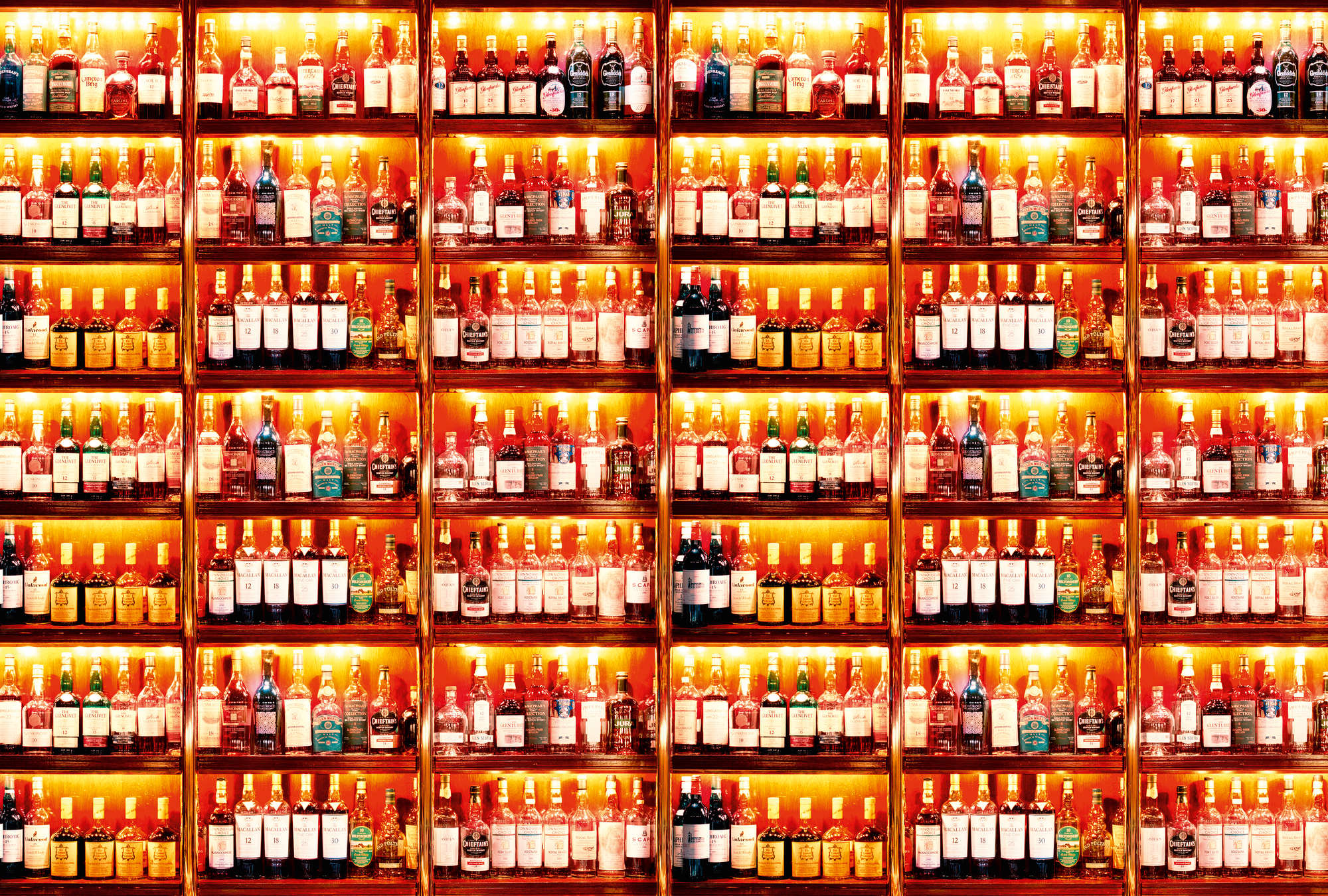             Bottle shelf - photo wallpaper bar motif spirit shelf
        