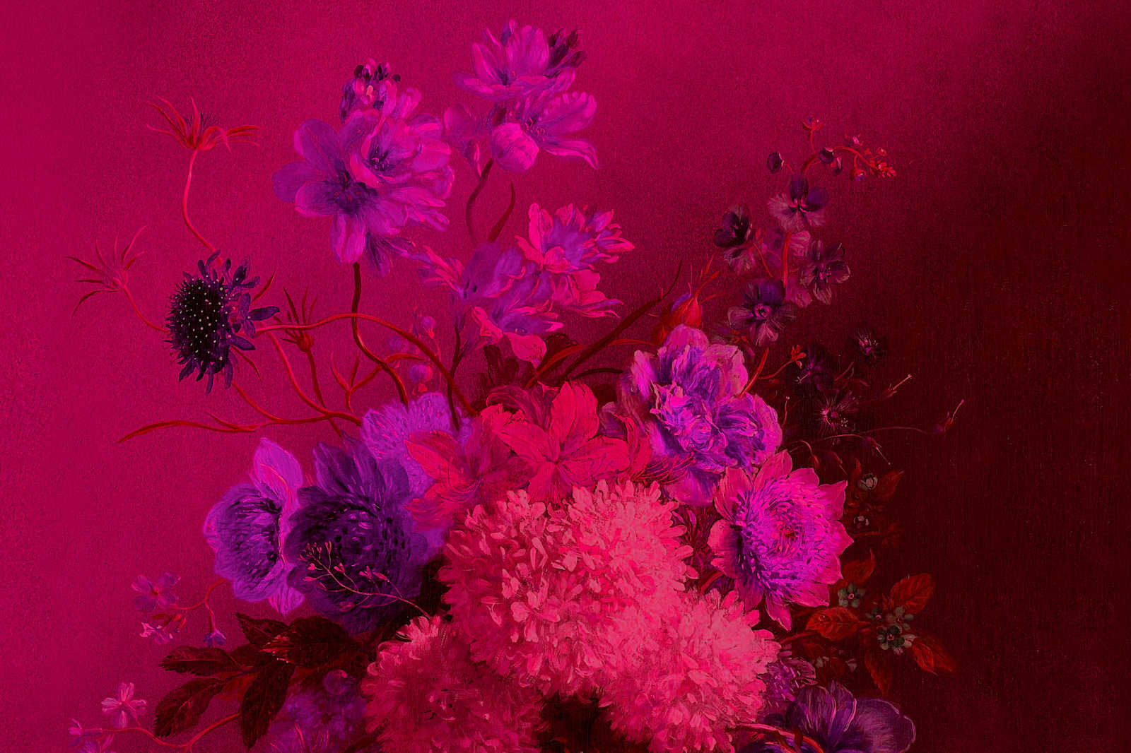             Pittura su tela al neon con fiori Natura morta | bouquet Vibran 2 - 0,90 m x 0,60 m
        