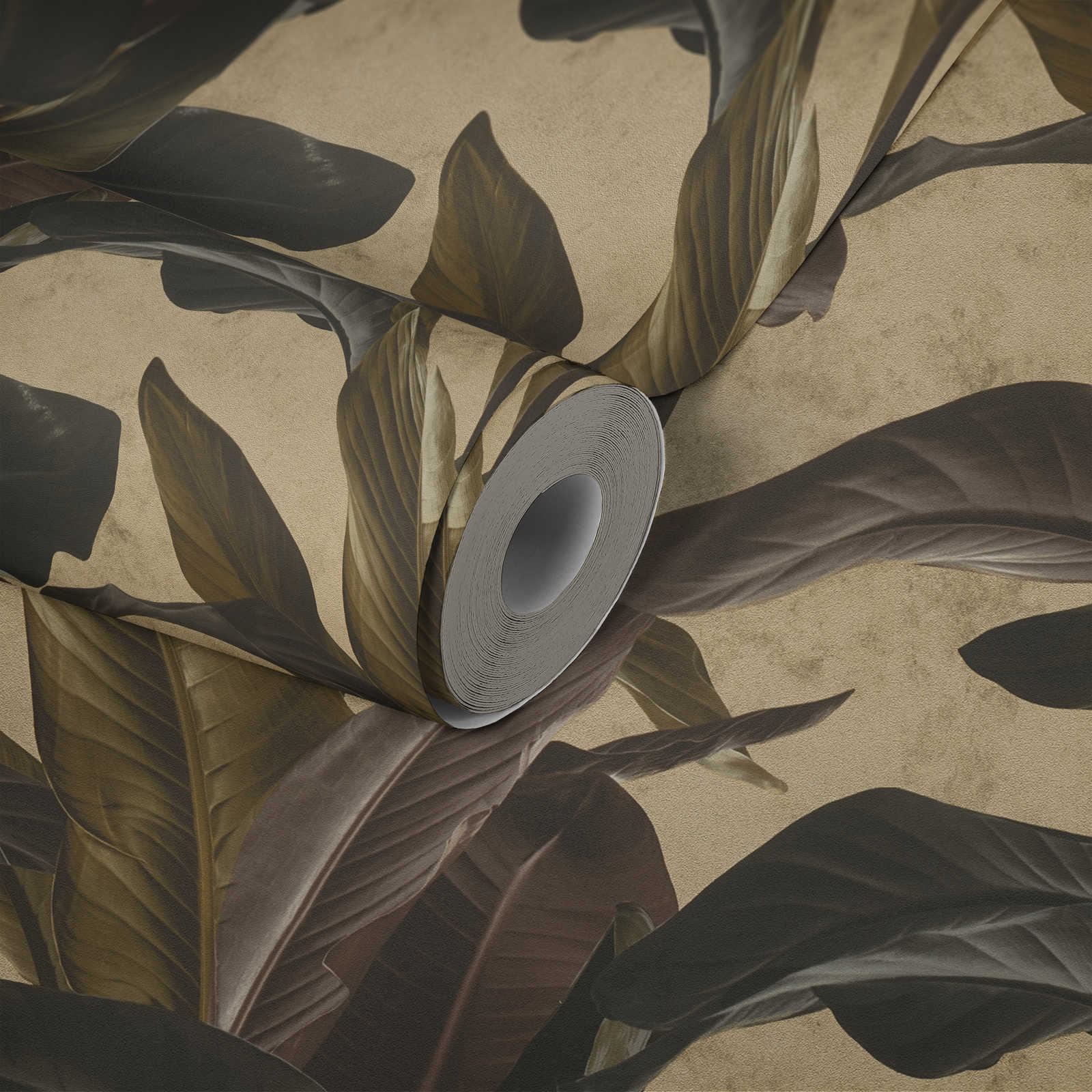             Papel pintado con diseño natural y brillo metálico - marrón, metálico, negro
        