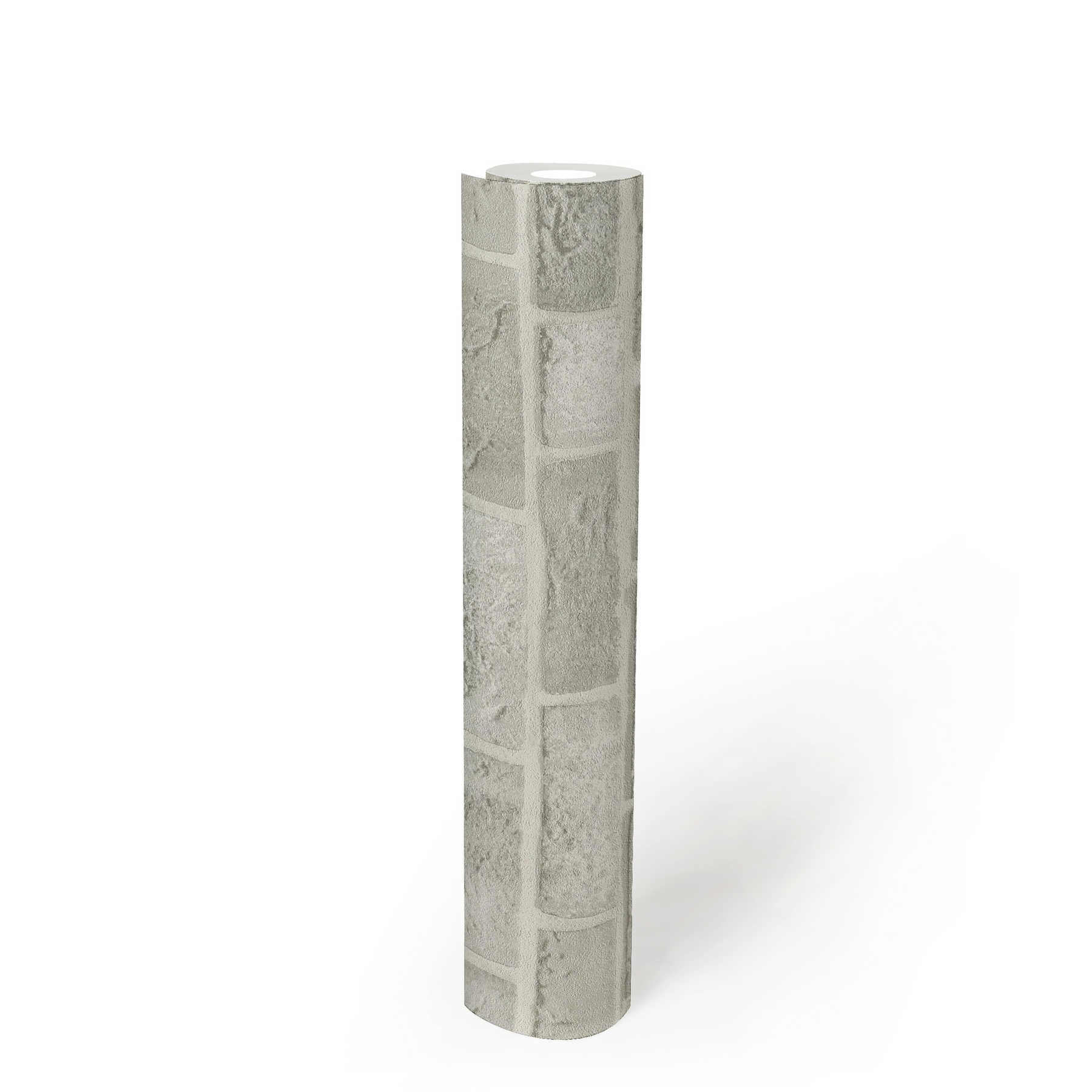             Wallpaper brick wall design 3D stone look - grey, white
        