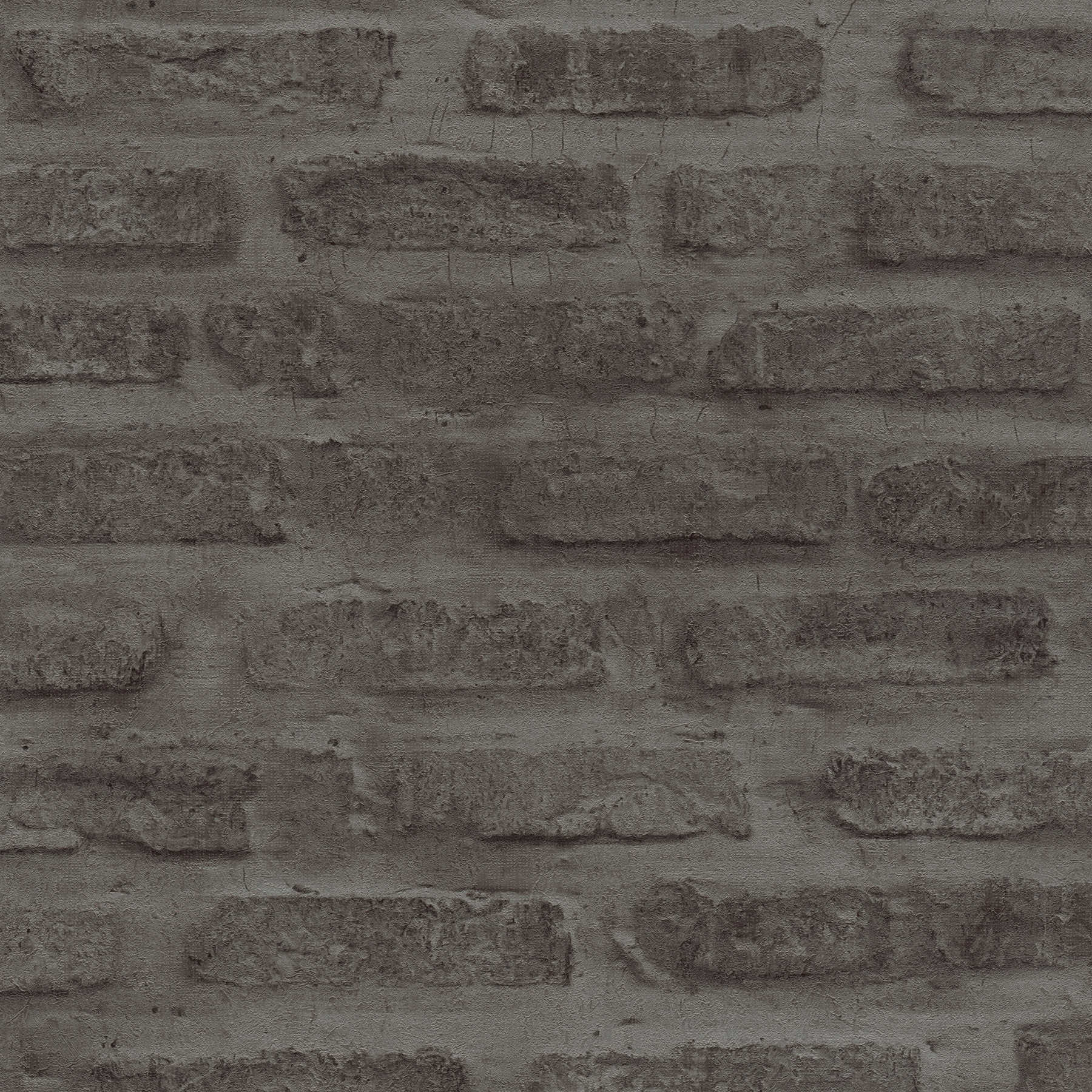 Carta da parati in tessuto non tessuto antracite con aspetto pietra e muro di mattoni - grigio, nero
