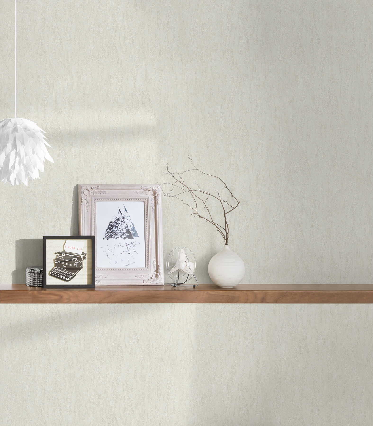             Textured wallpaper with natural embossed pattern in plain - cream
        