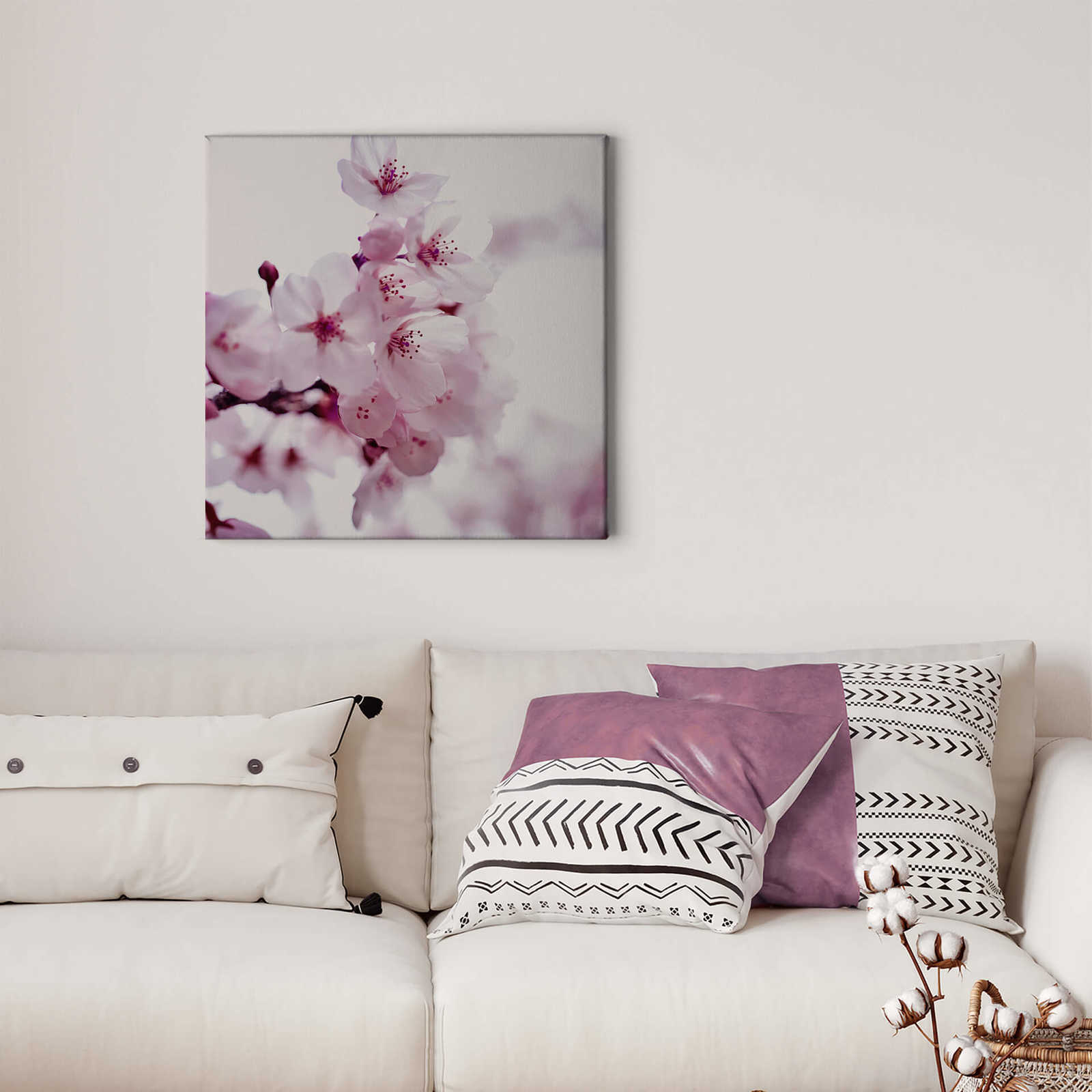             Square canvas print white cherry blossom – pink, white
        