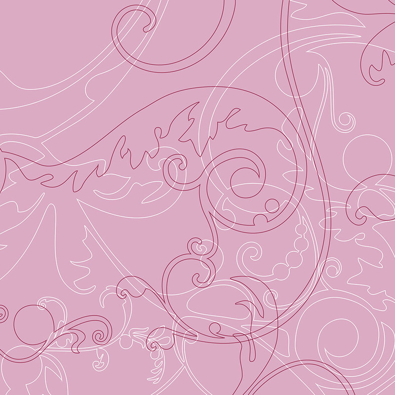 Roze muurschildering ornamenten, minimalistisch & elegant - Roze, Wit, Paars
