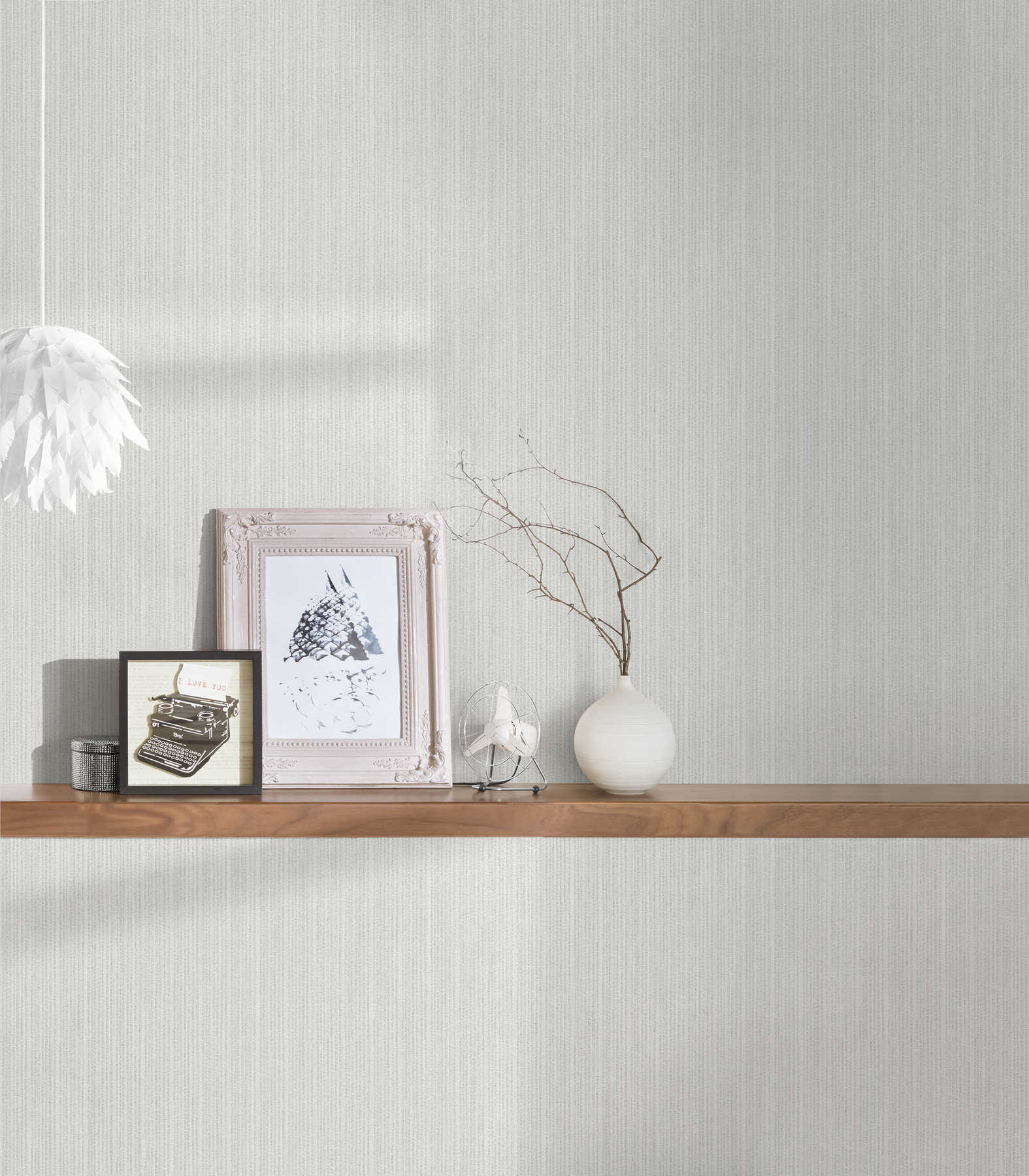             Non-woven wallpaper with grain and line structure - grey
        