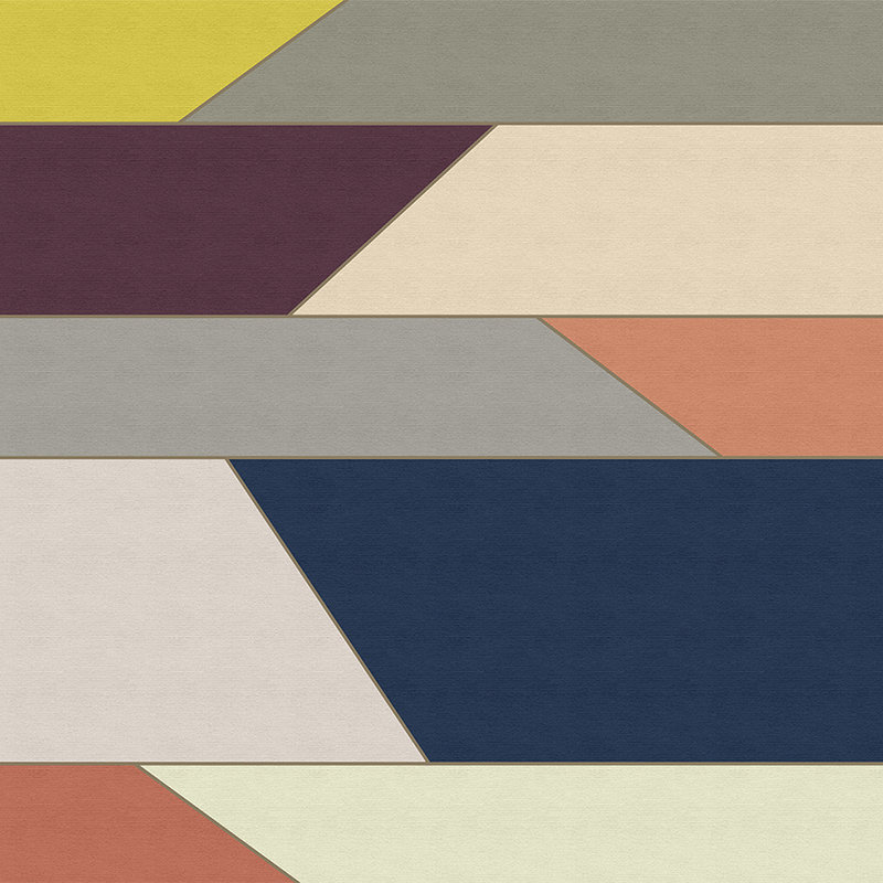 Geometría 1 - Fotomural con diseño de rayas horizontales de colores - estructura acanalada - Beige, Azul | Lana lisa mate
