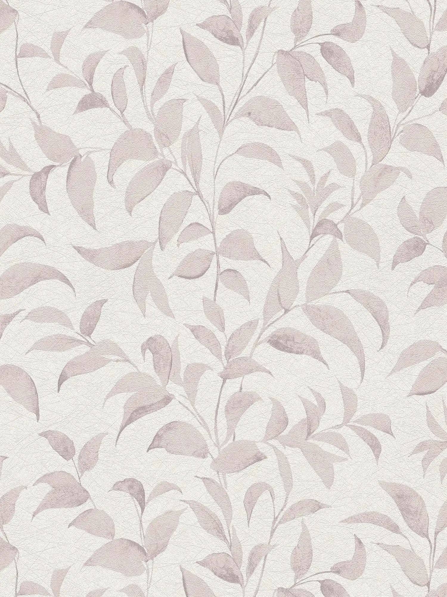 papier peint en papier floral avec feuilles structuré chatoyant - blanc, beige, gris
