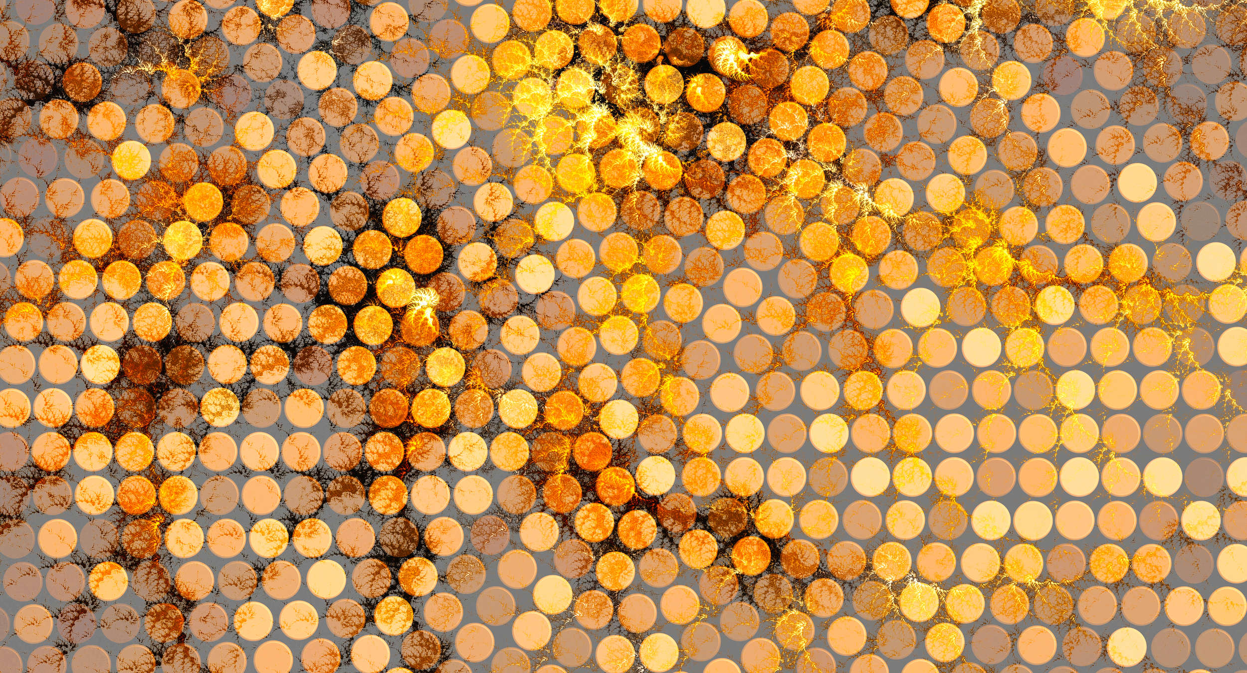             Papel pintado gráfico con textura y diseño de puntos - naranja, amarillo, marrón
        
