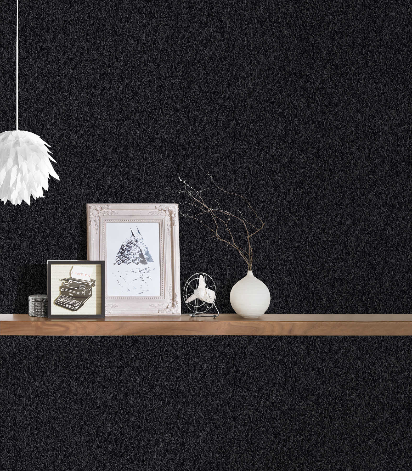            Wallpaper with texture pattern & natural hatching - black
        