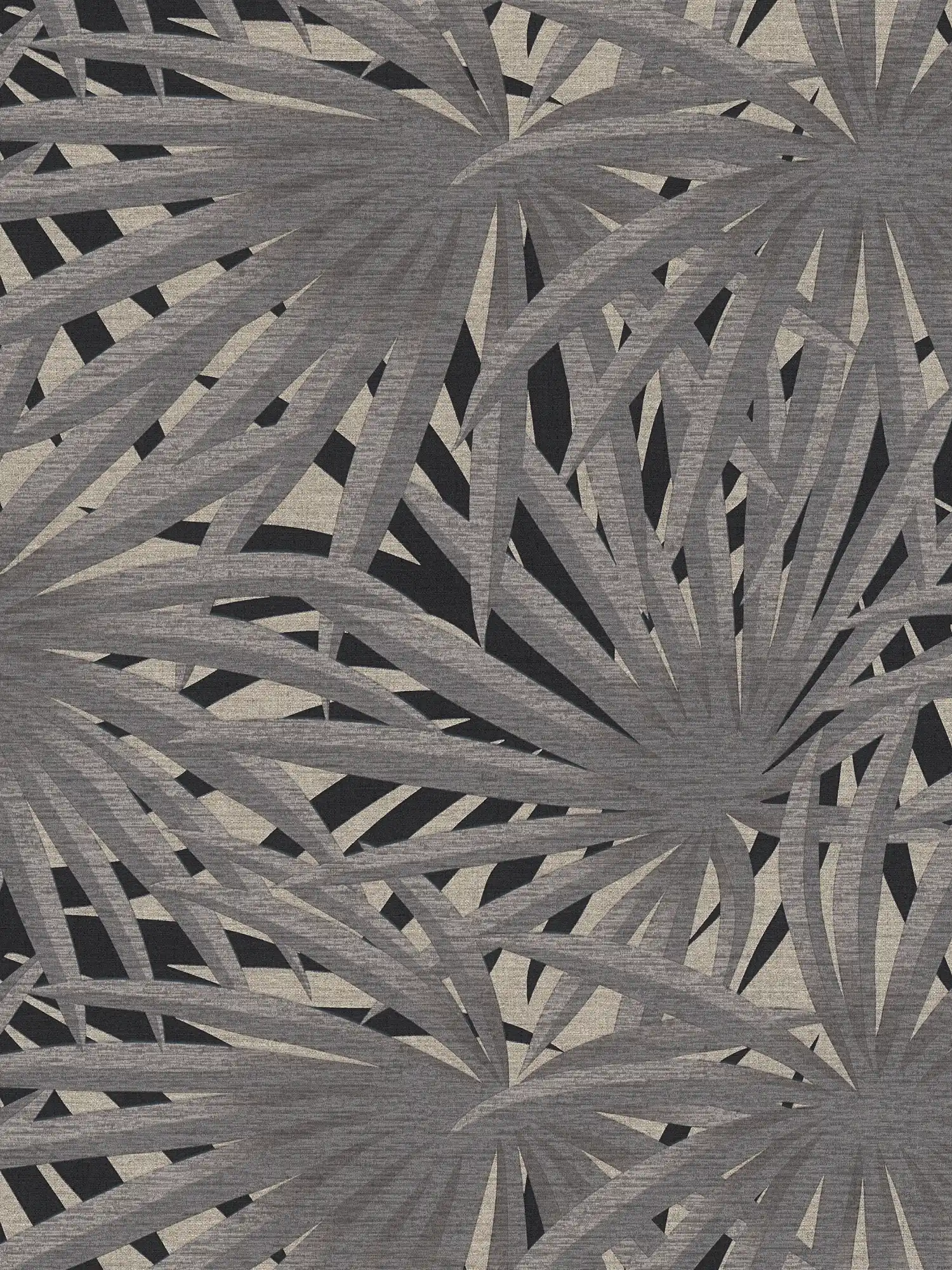 Non-woven wallpaper jungle design with metallic effect - grey, metallic, black
