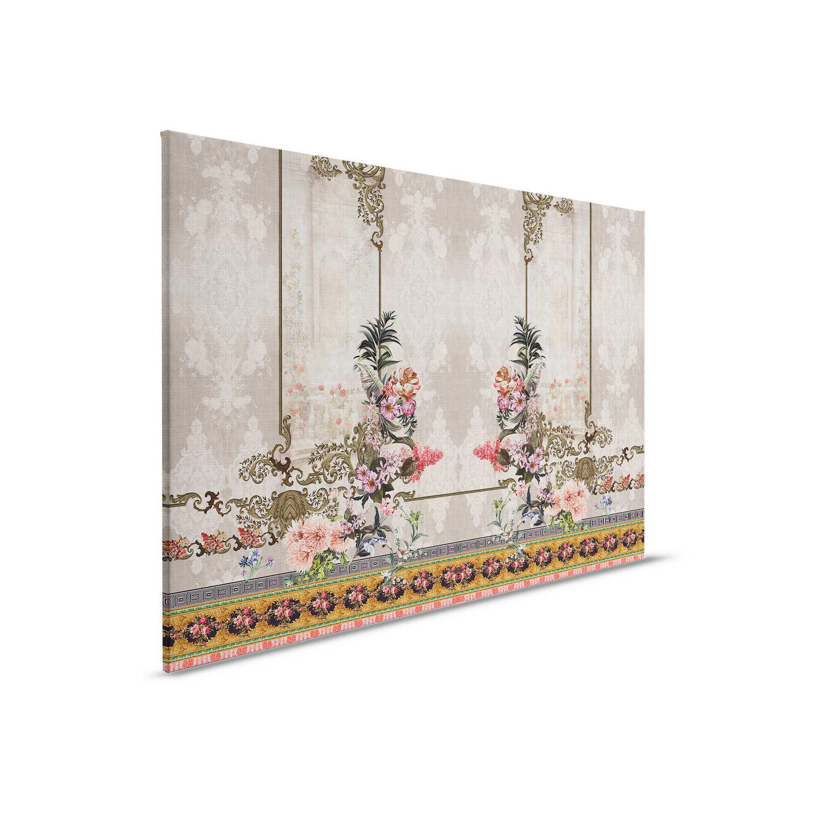 Oriental Garden 1 - Canvas schilderij Wanddecoratie Bloemrijk & randen - 0,90 m x 0,60 m
