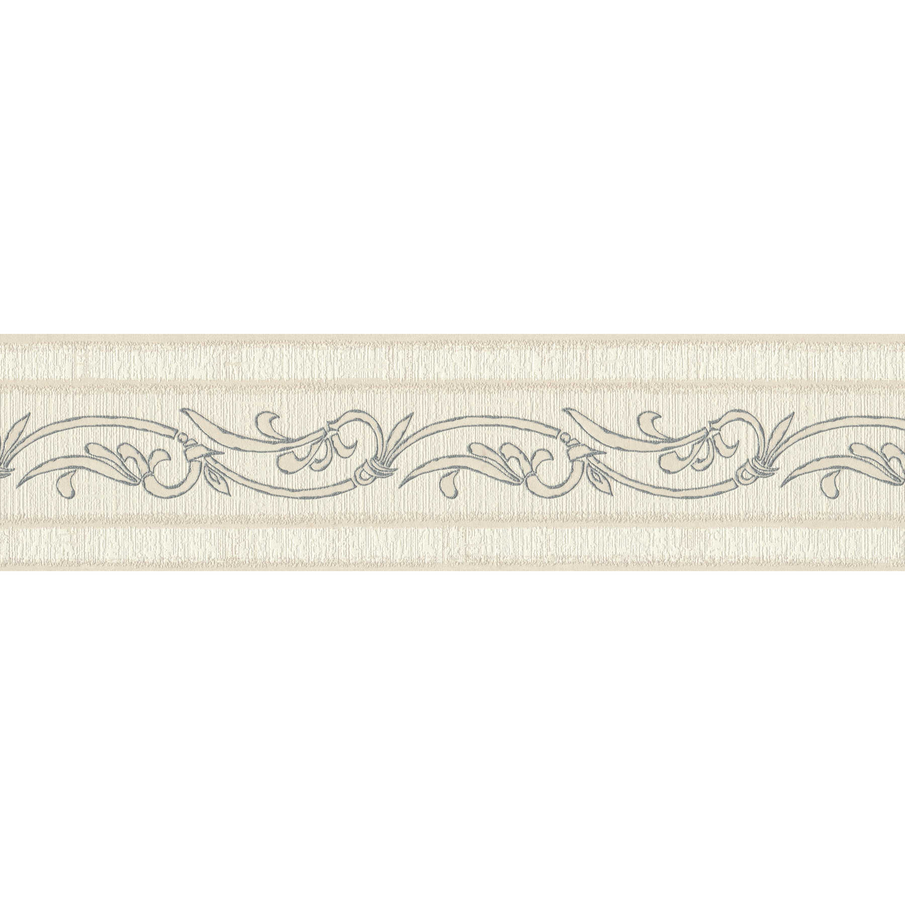Border with Ornaments, Metallic Accent & Textured Pattern - Beige, Silver
