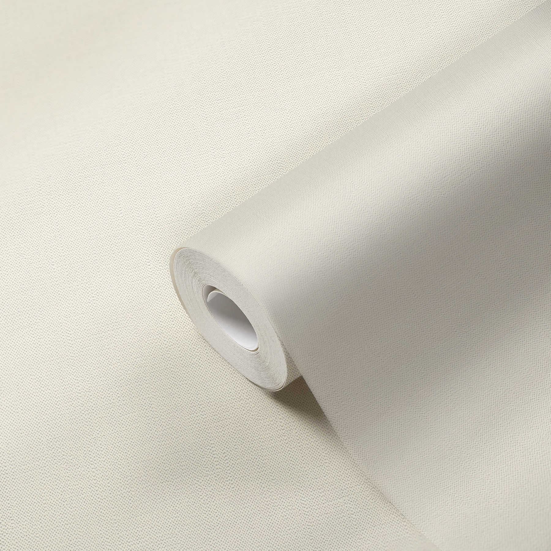             Effen behangpapier crème met schuimstructuur in textiellook
        