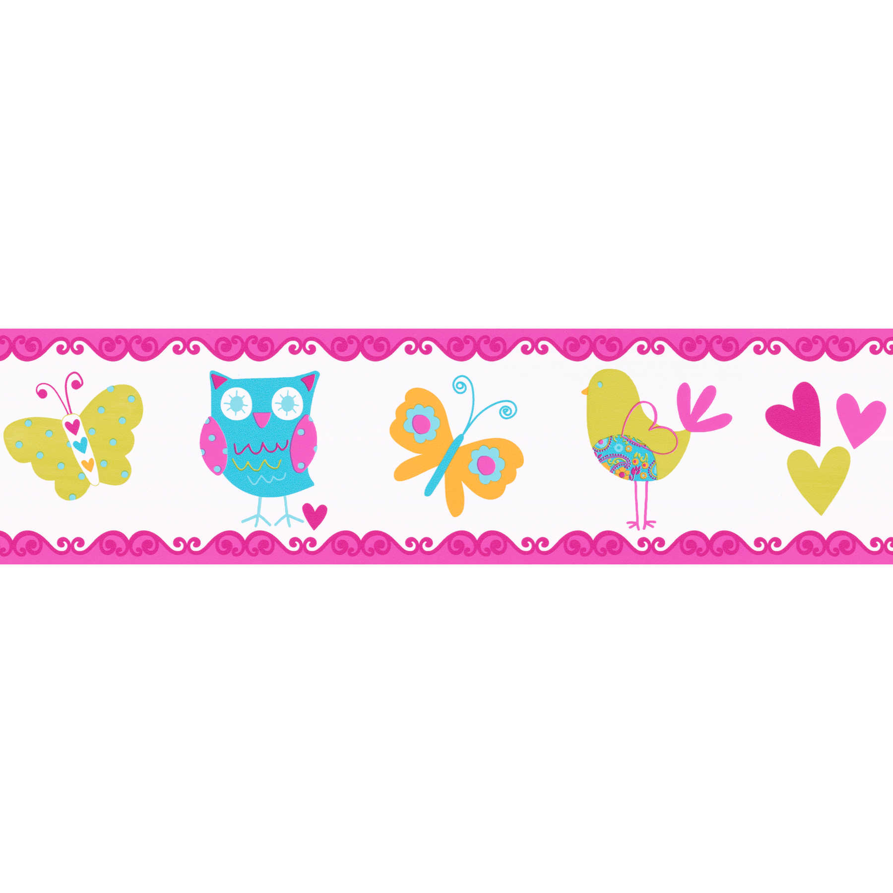         Nursery border with animal motif for girls - colourful
    