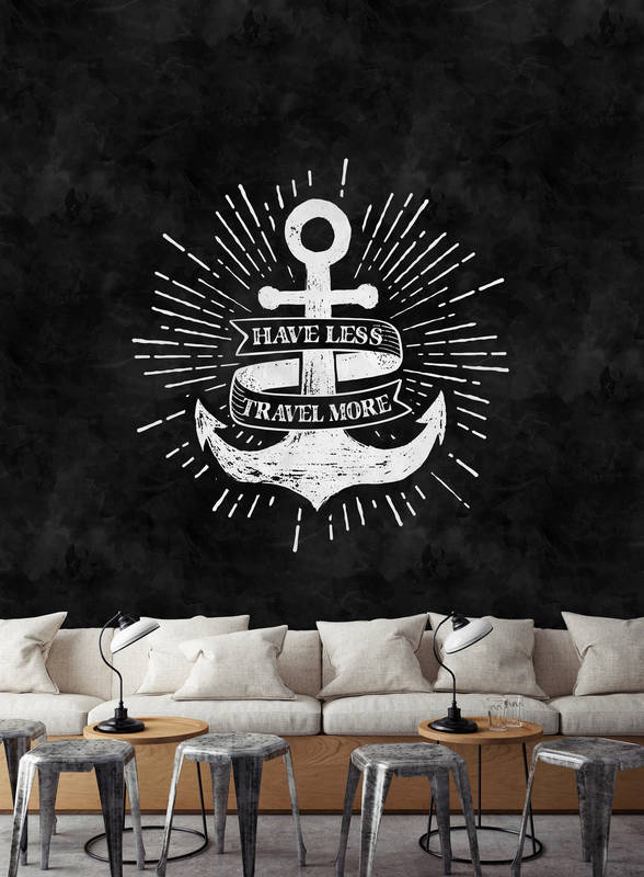             Black and white photo wallpaper anchor design in chalkboard look
        