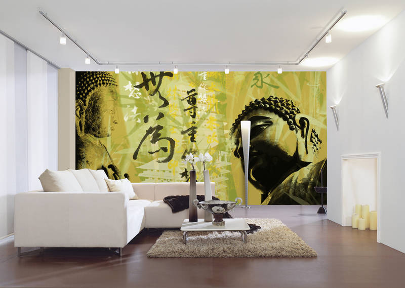             Papier peint panoramique Bouddha style fusion asiatique
        