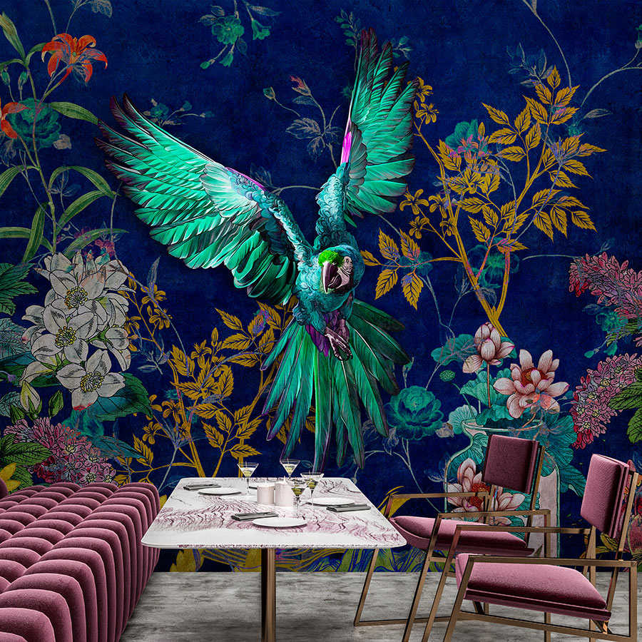         Tropical Hero 1 - wall mural flowers & parrot intense colours
    