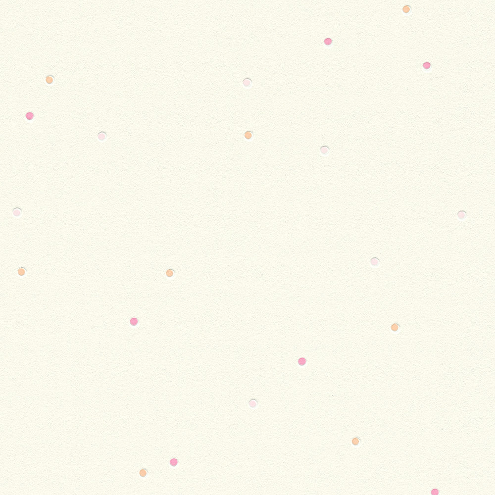             Papier peint lumineux avec motif à pois rose et rose - blanc
        