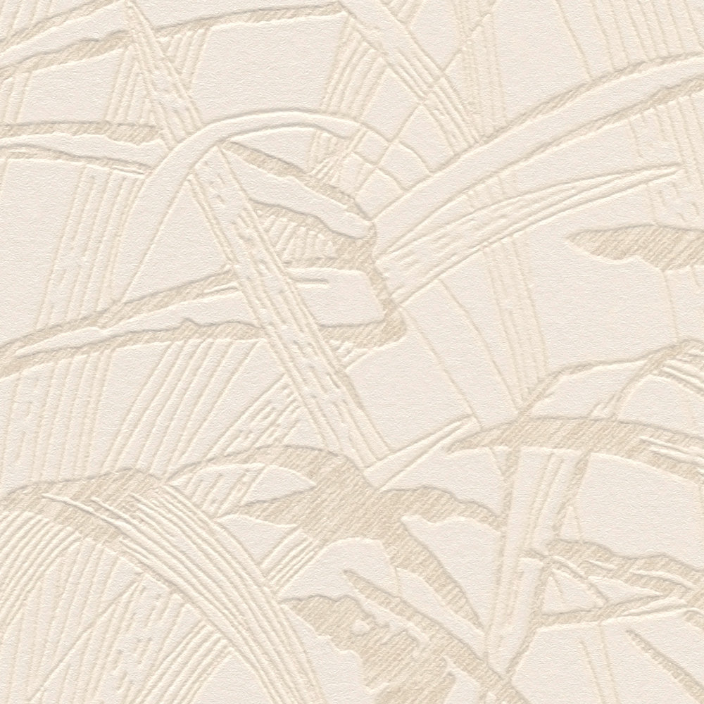             Nature wallpaper reed leaf with metallic colour - beige, cream
        
