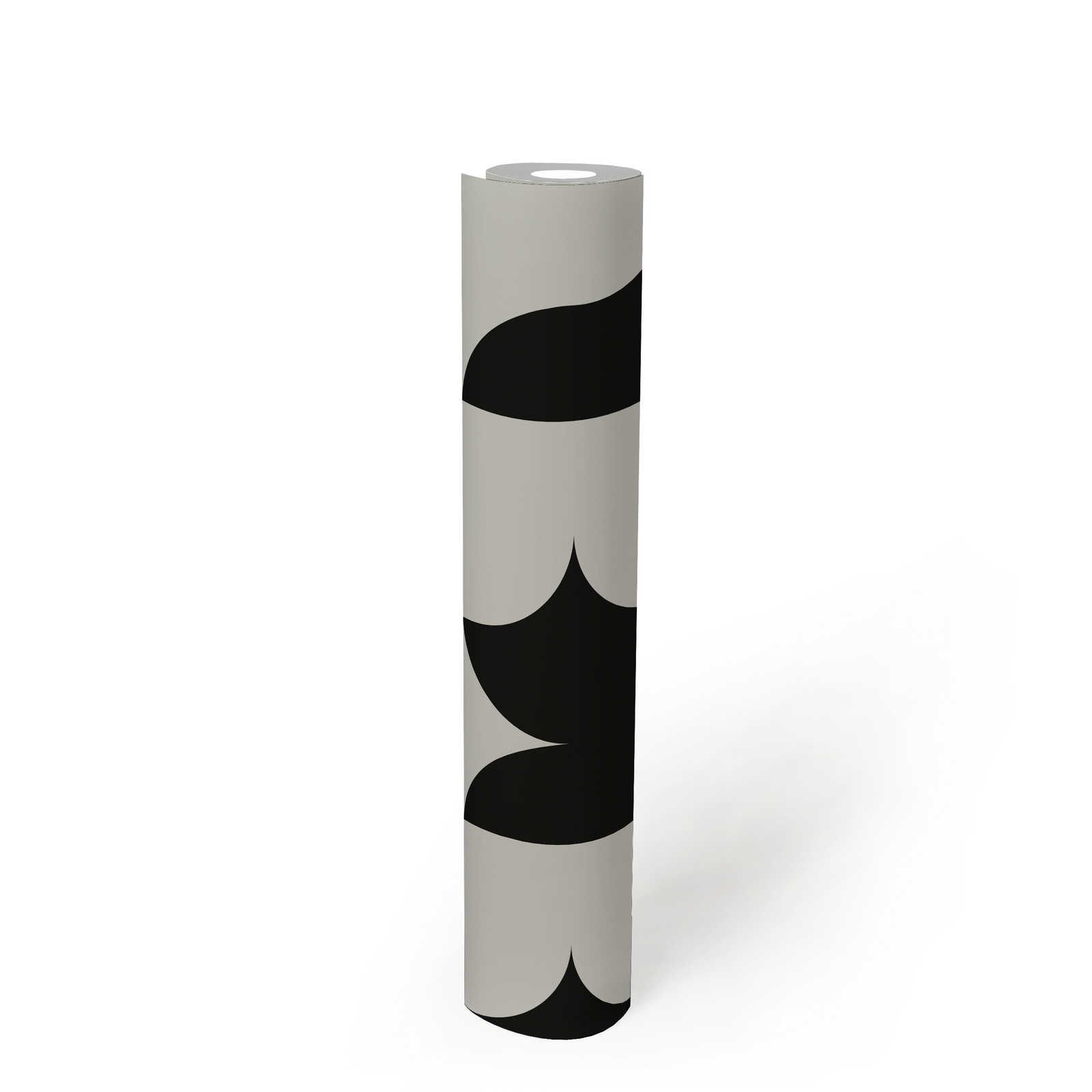             70s style retro wallpaper with graphic pattern - black and white
        