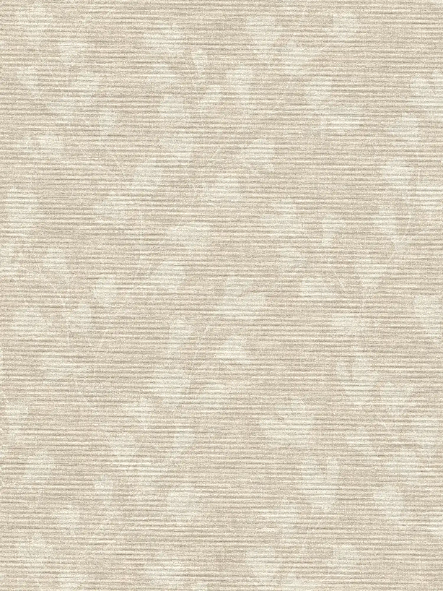 Papier peint beige avec motif naturel de feuilles
