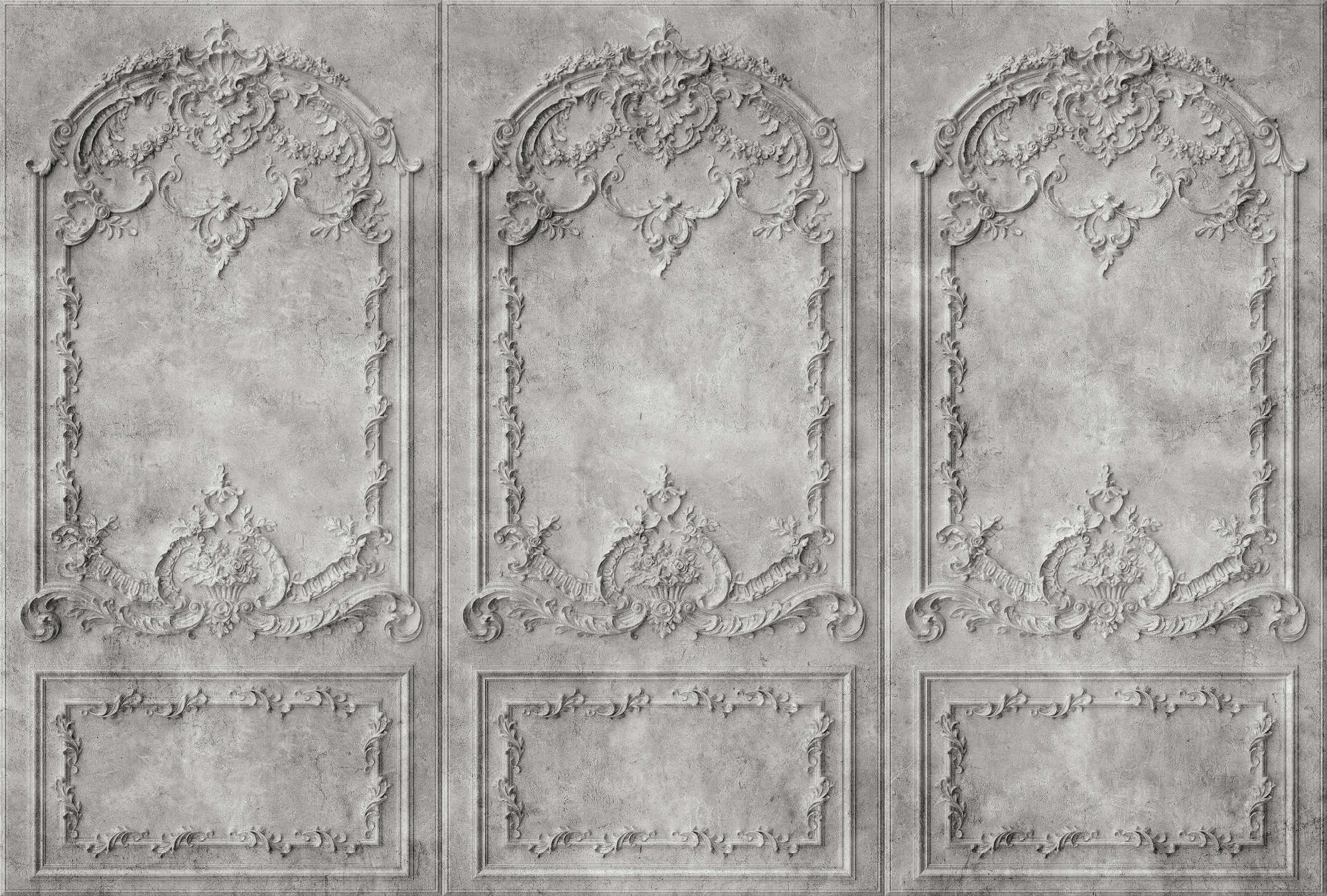             Versailles 2 - Pannelli di legno in stile barocco - Carta da parati grigia
        