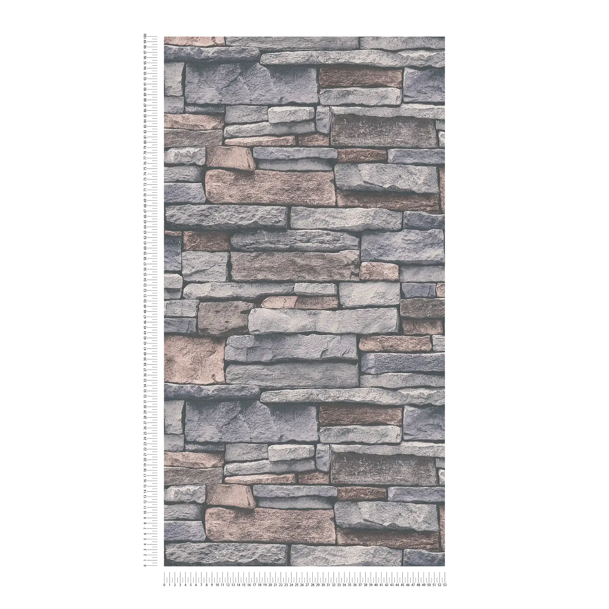             Non-woven wallpaper in stone look with natural stone wall - grey, beige, brown
        
