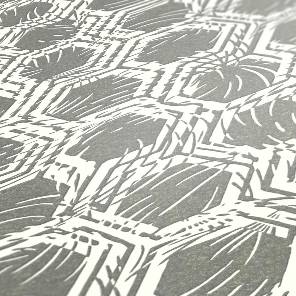            papier peint en papier à motifs géométriques avec couleurs métalliques - argent, blanc
        