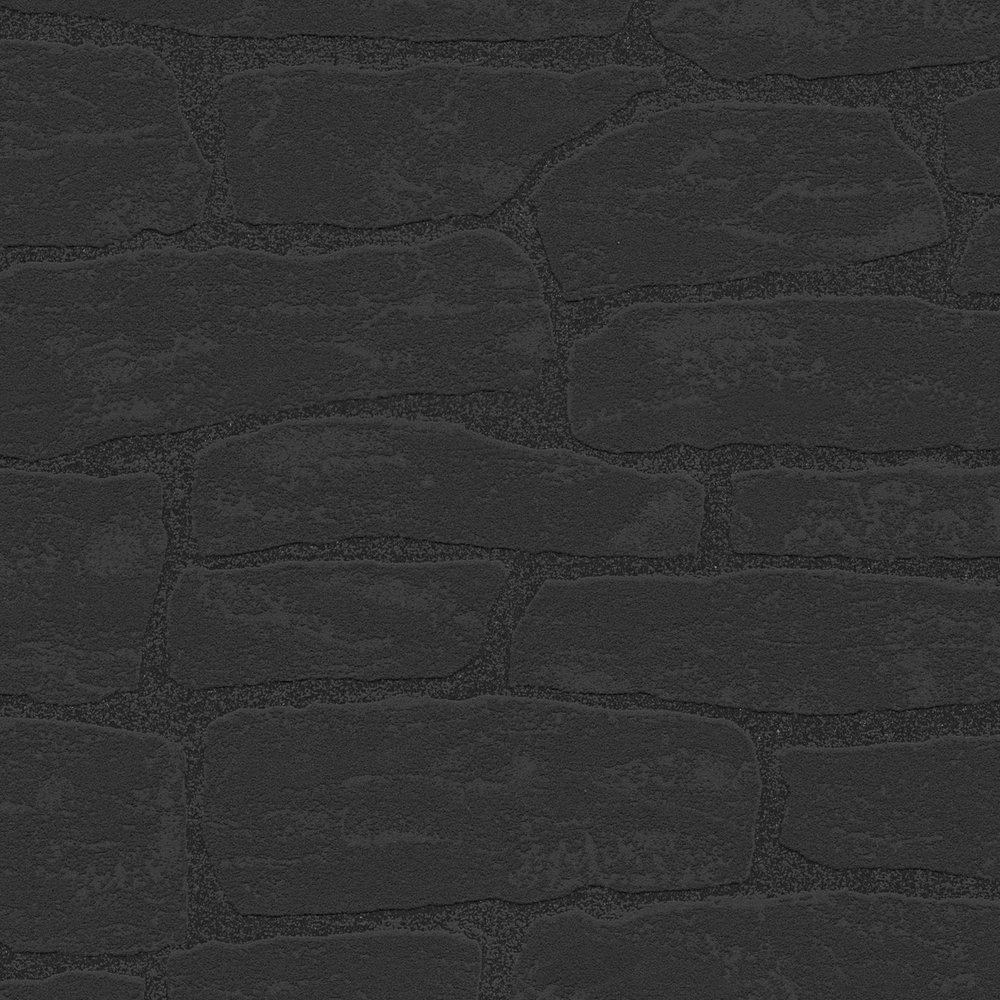             Stone wallpaper with textured pattern and 3D effect - black
        