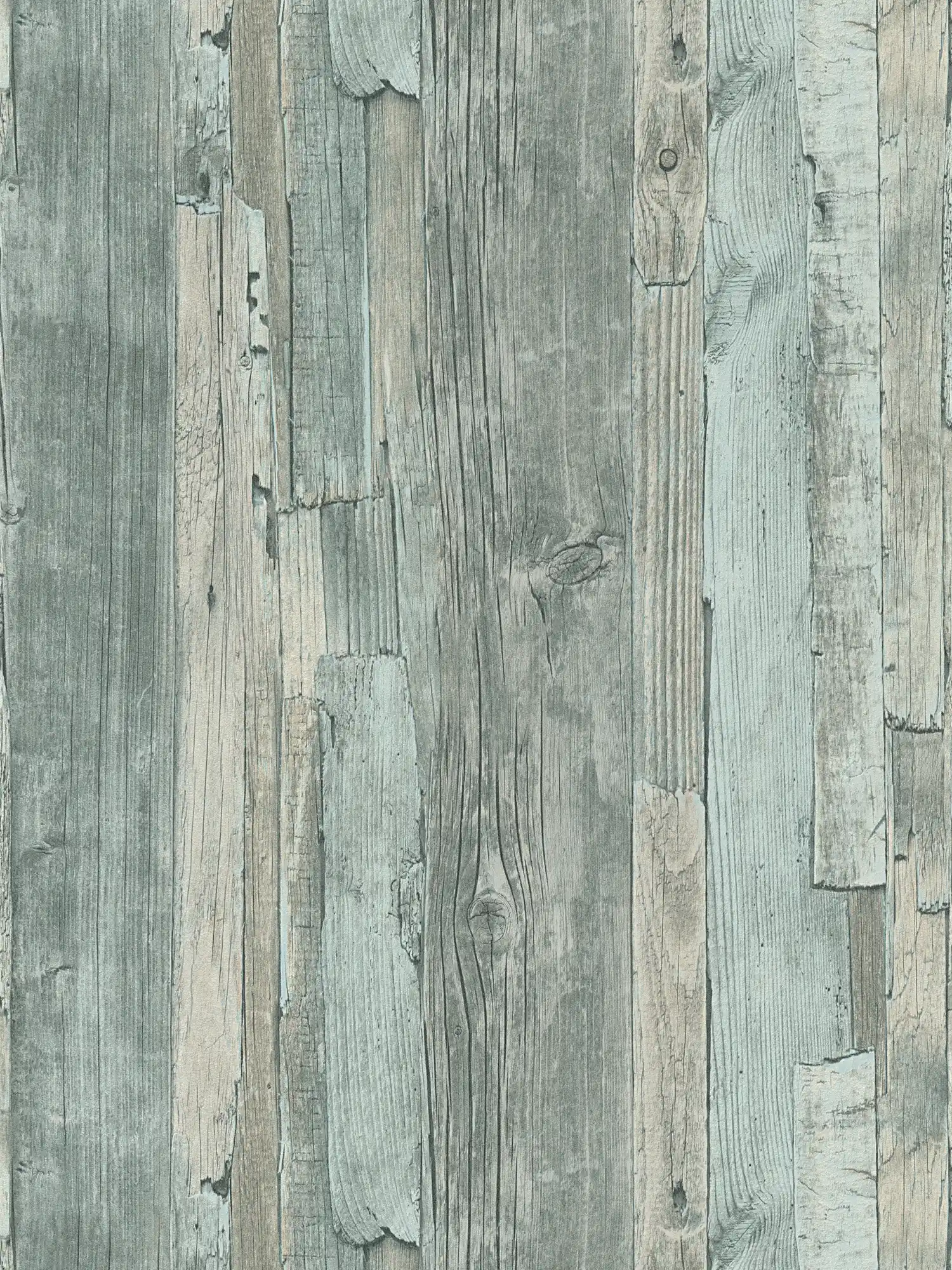 Non-woven wallpaper Beach Wood wood look in Shabby Chic style - green
