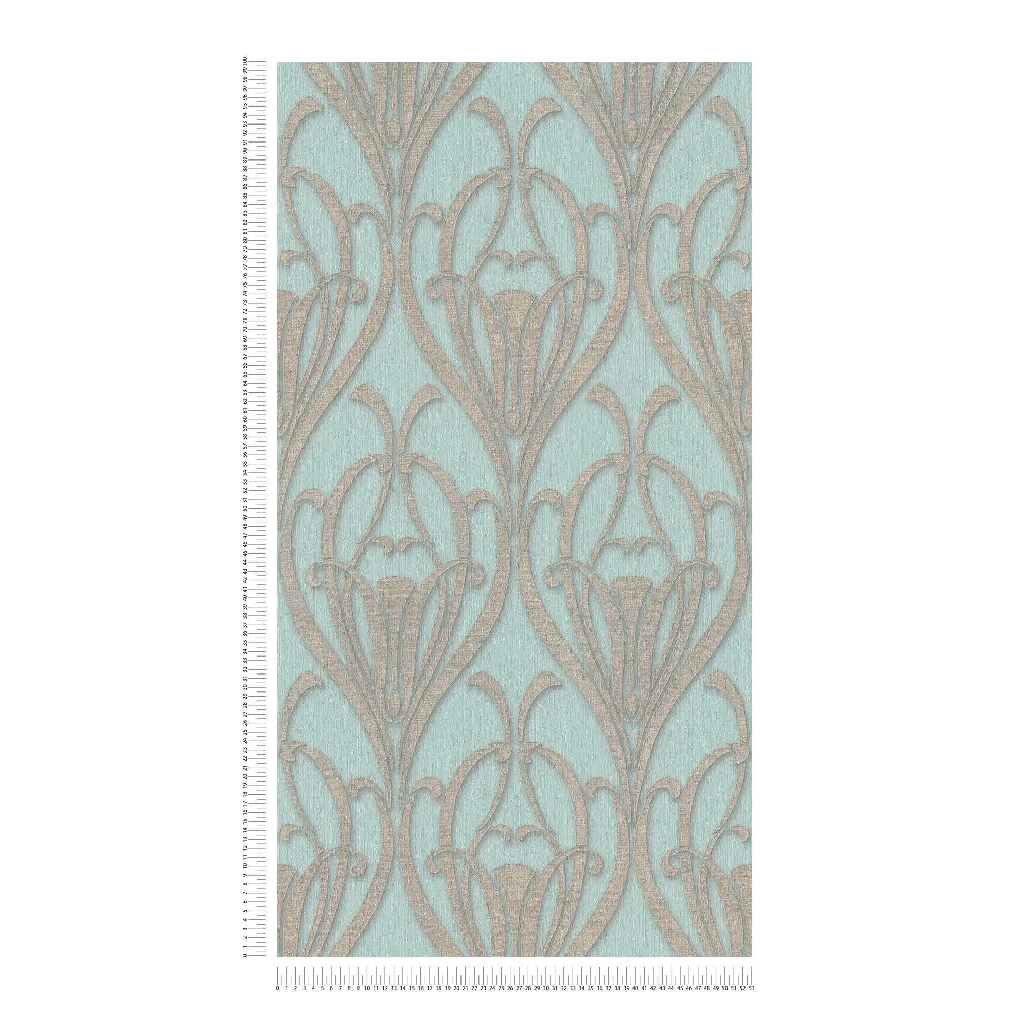             Mintgroen Behang Art Deco Patroon met Textuureffect
        