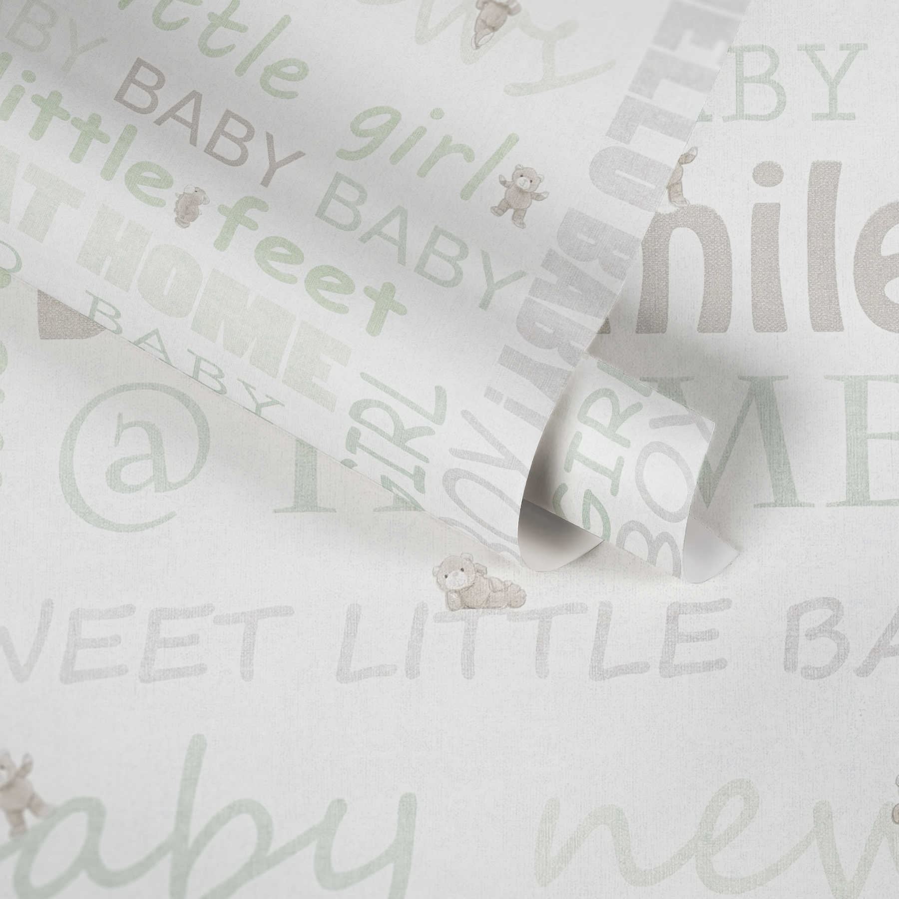             Wallpaper Nursery for boys & girls - green, white
        