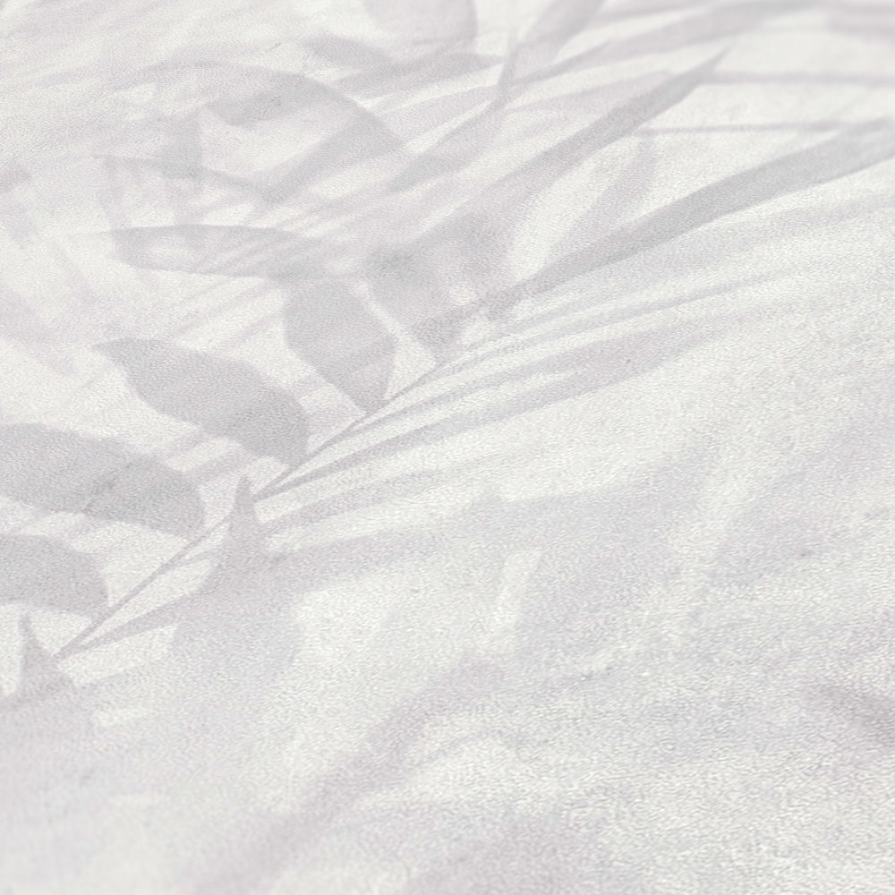             Papier peint motif palmier en lin - gris, blanc, crème
        
