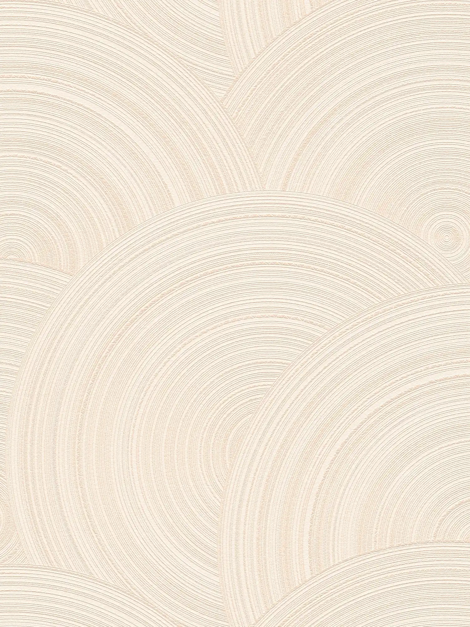 Non-woven wallpaper circle pattern with textured surface - cream, beige
