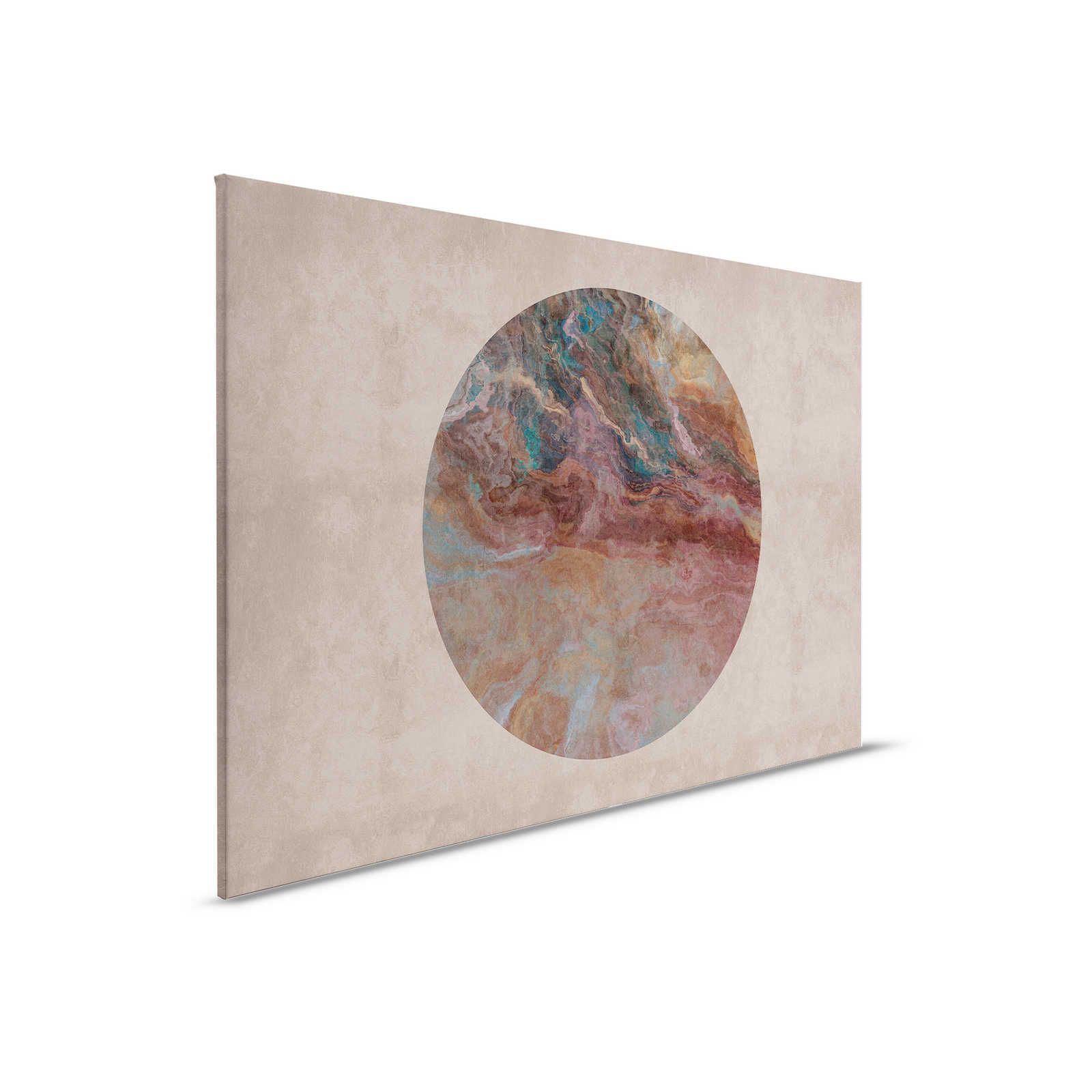         Jupiter 2 - Canvas painting colourful marble circle & plaster look - 0,90 m x 0,60 m
    