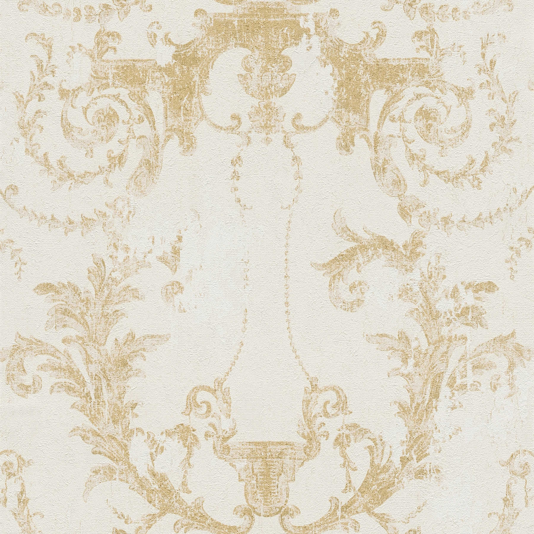         Ornament wallpaper vintage style & rustic - gold, cream
    