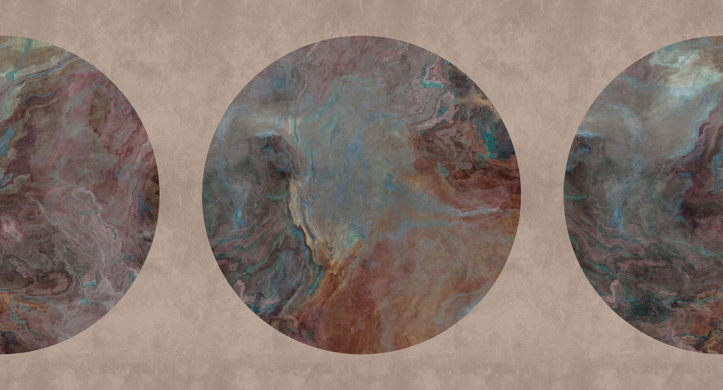             Jupiter 1 - Muurschildering gemarmerde steencirkel motief
        