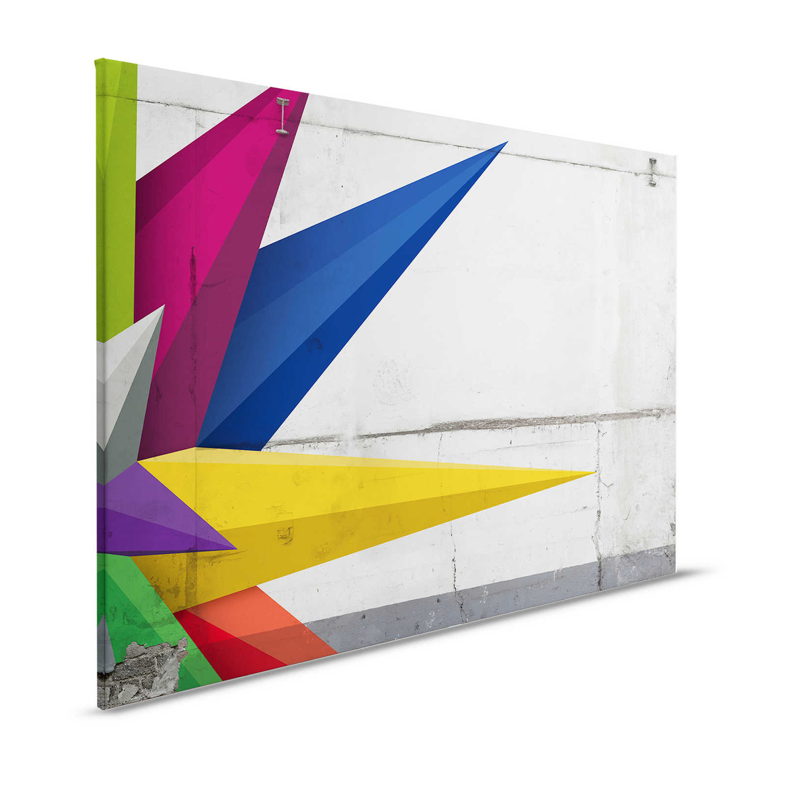 Canvas schilderij betonlook met grafisch ontwerp - 1,20 m x 0,80 m
