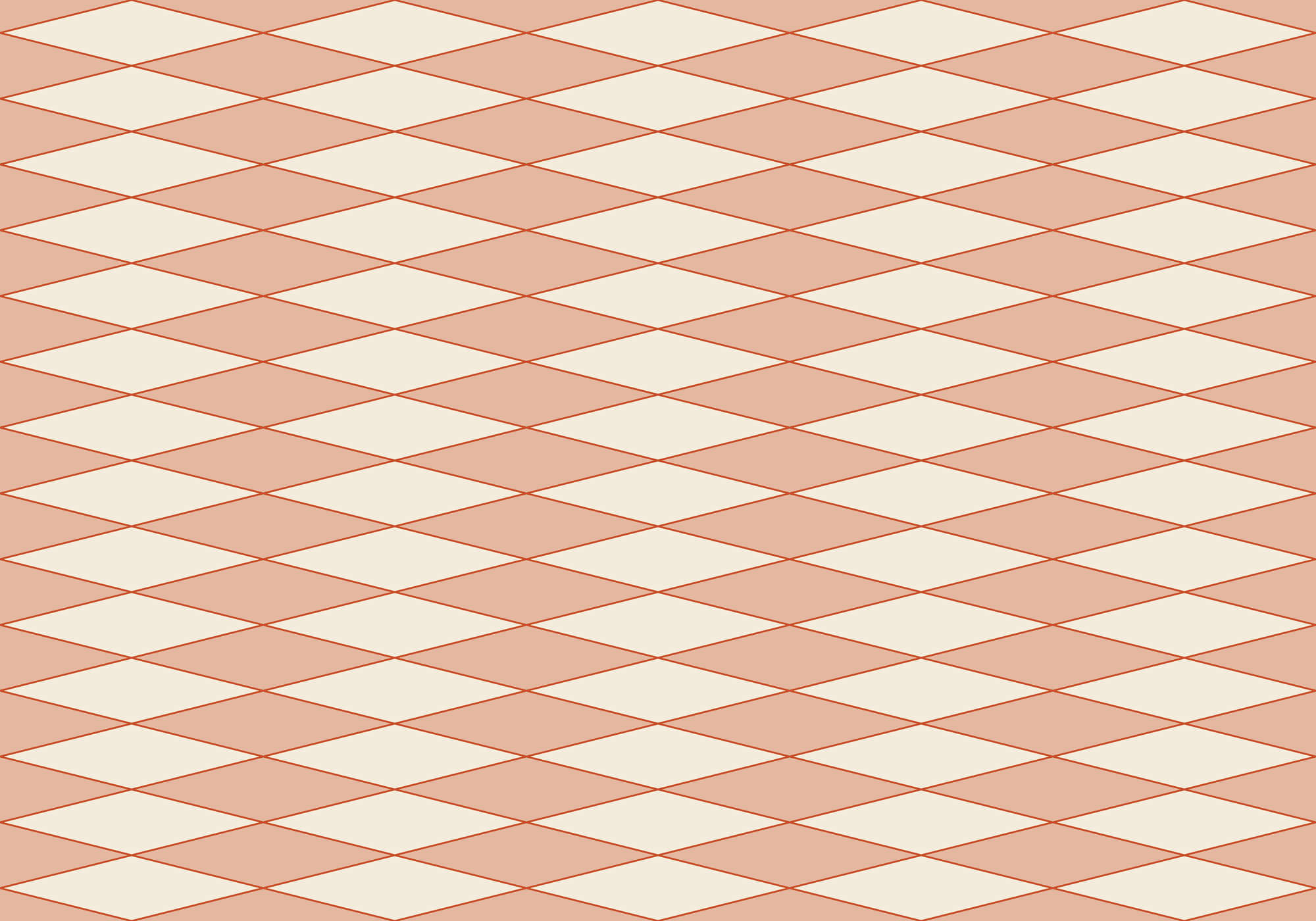             Papel Pintado con motivo de rombos y líneas - Naranja, Beige | Vellón liso mate
        