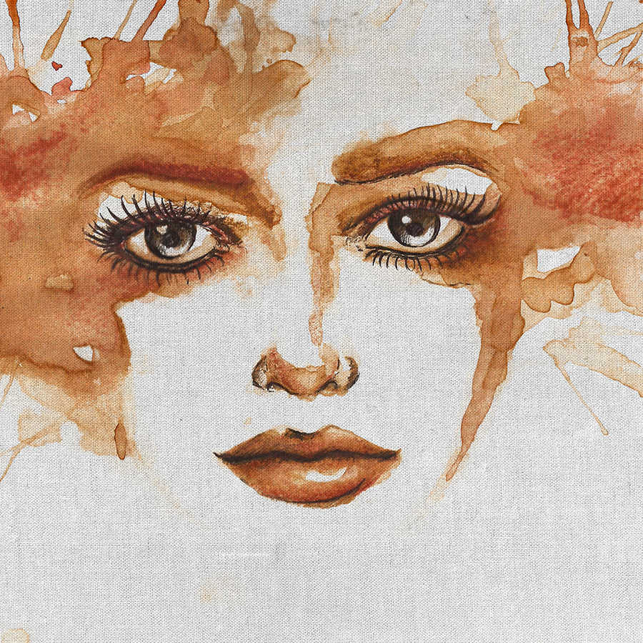         Art mural watercolour & woman face - orange
    