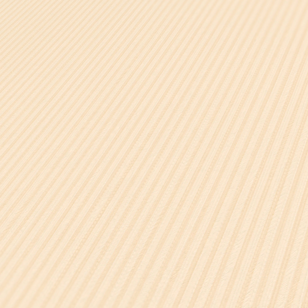            Crèmegele streep behangpapier met reliëfpatroon - Geel
        