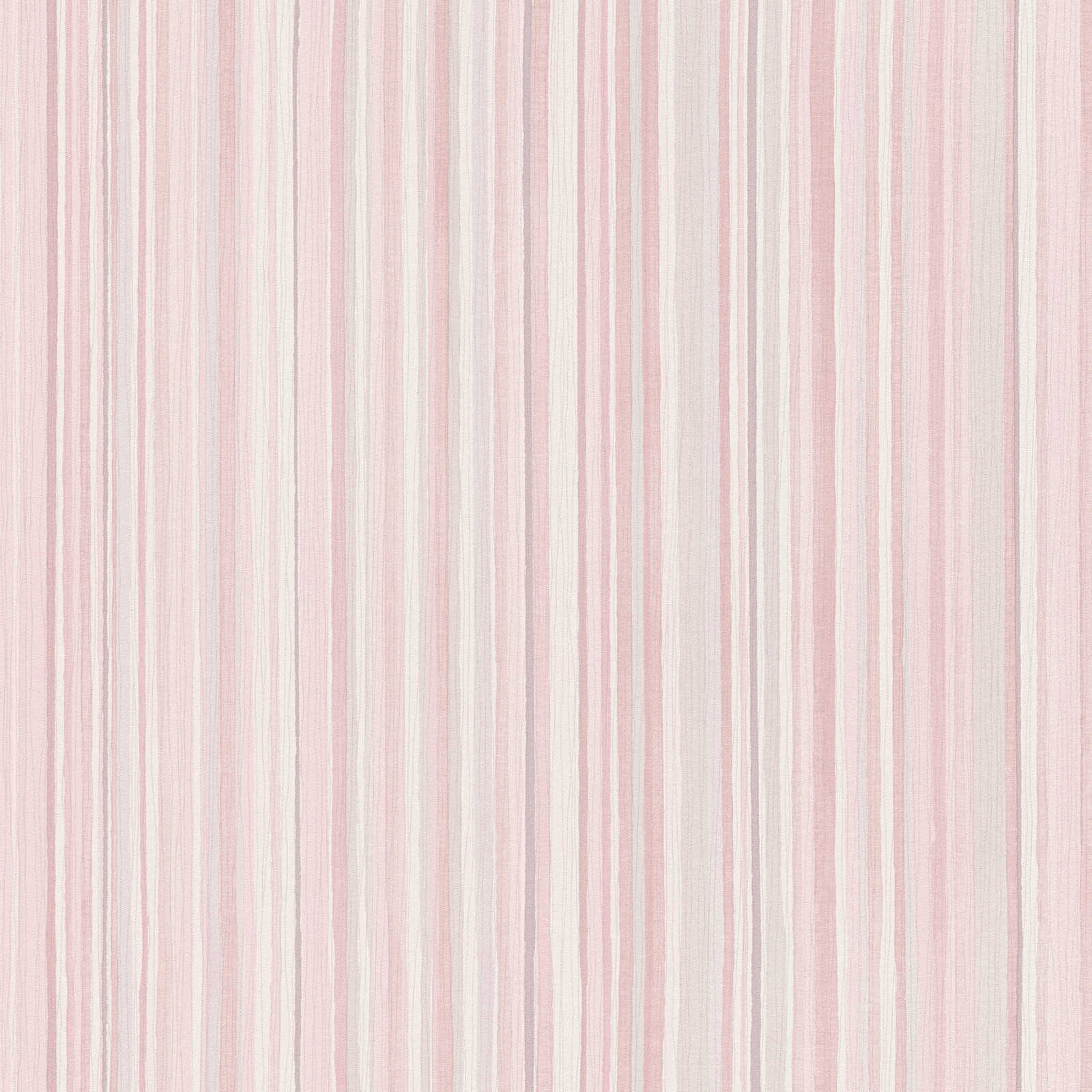Papel pintado a rayas con diseño de líneas estrechas - rosa, gris
