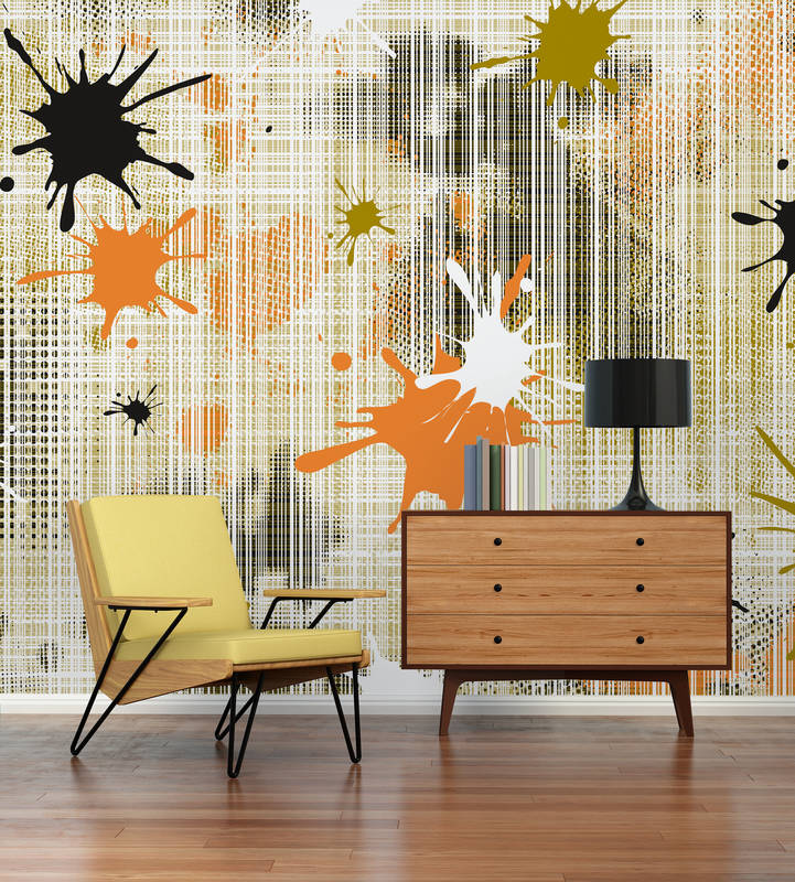             Photo wallpaper graphic design with colourful splashes of paint
        